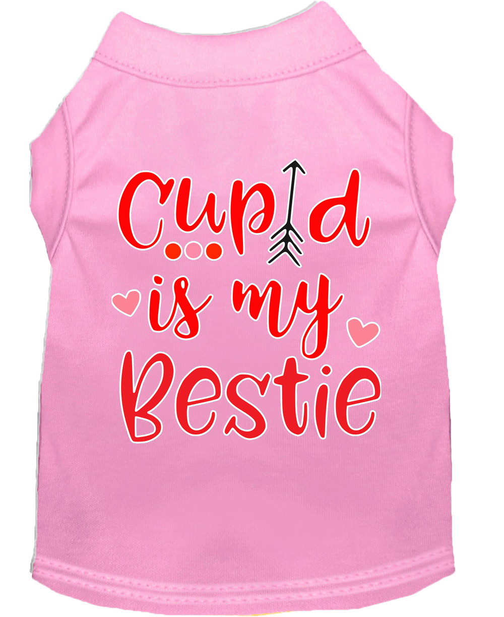 Cupid is my Bestie Screen Print Dog Shirt Light Pink Med
